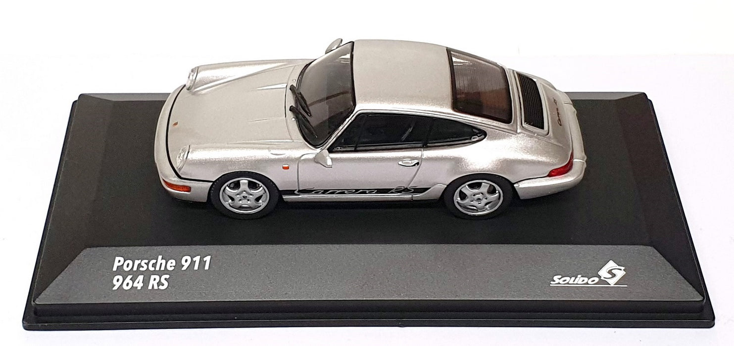 Solido 1/43 Scale S4312904 - Porsche 911 964 RS - Silver/Black Stripe