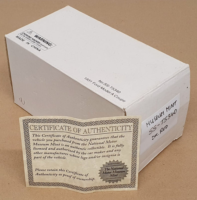 Motor Museum Mint 1/32 Scale SS-T5340 - 1931 Ford Model A Coupe Dk. Red