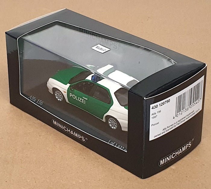 Minichamps 1/43 Scale 430 120790 - 1997 Alfa Romeo 156 Polizei - White/Green
