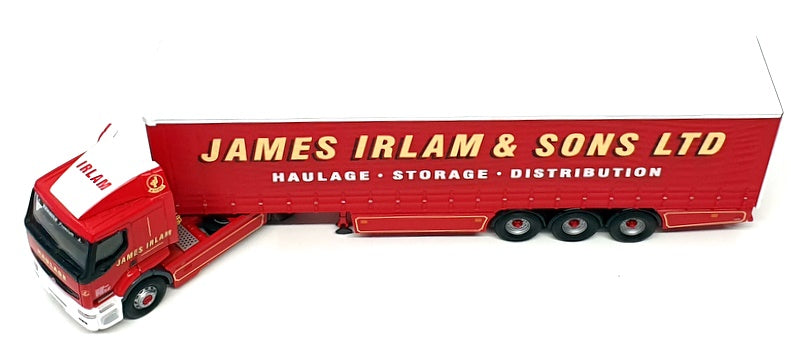 Corgi 1/50 Scale 75606 - Renault Curtainside Truck & Trailer James Irlam - Red