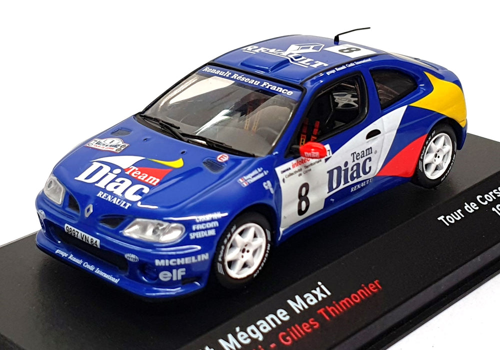 VITESSE 069C Scala 1/43 | RENAULT MEGANE MAXI TEAM DIAC N 5 WINNER RALLY TOUR DE CORSE 1996 BUGALSKI - CHIAROMI BLUE WHITE