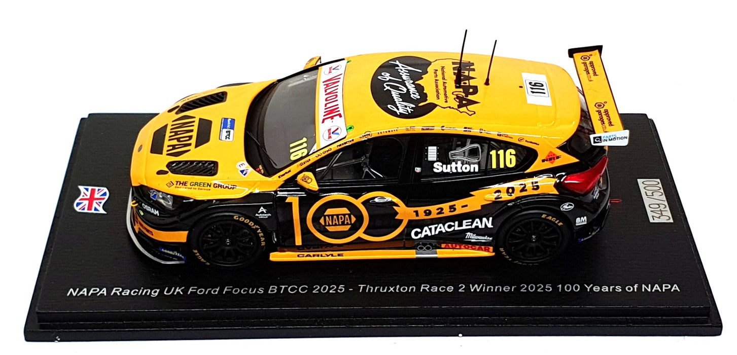 Spark 1/43 Scale UK027 - NAPA Ford Focus BTCC 2025 #116 Winner Race 2 Thruxton