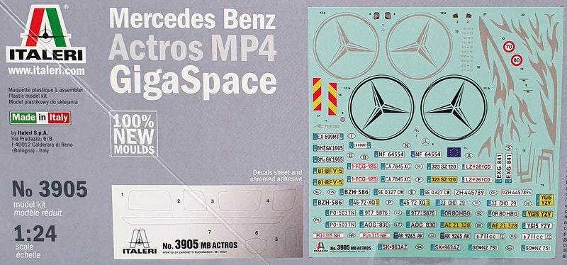 Italeri 1/24 Scale Kit 3905 - Mercedes Benz Actros MP4 Truck 2 Version Decals