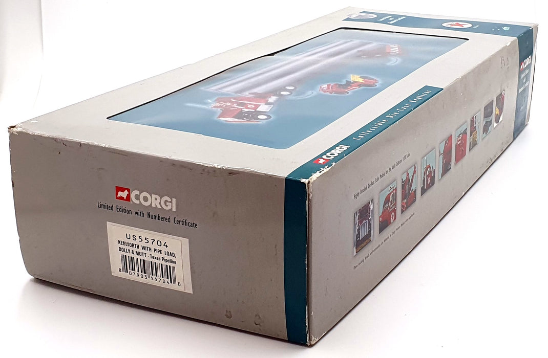 Corgi 1/50 Scale US55704 - Kenworth With Pipe Load & Jeep Texaco - Red