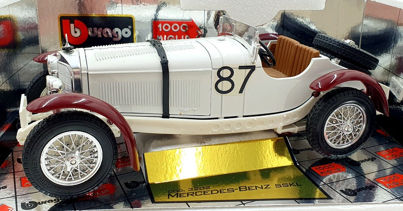 Burago 1/18 Scale Diecast 3202 Mercedes Benz SSKL 1931 1000 Miglia White #87