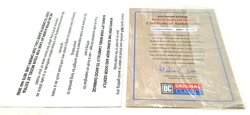 Original Classics 1/24 Scale Bus JCD371 Bedford Duple OB Coach - Southdown