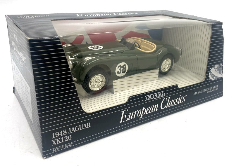 Ertl 1/18 Scale Diecast 7492 - 1948 Jaguar XK120 #38 - Khaki