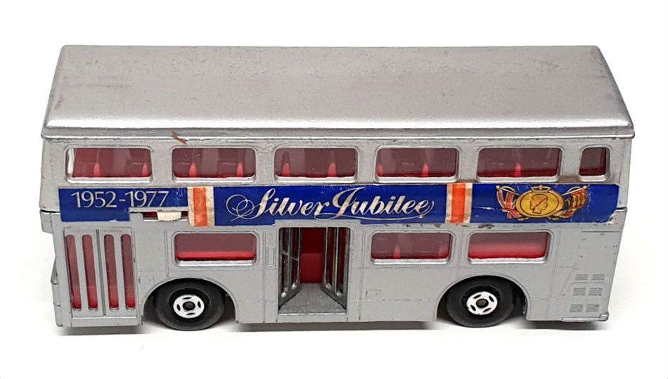 Matchbox 12cm Long Diecast K-15 - The Londoner Silver Jubilee Bus - Silver