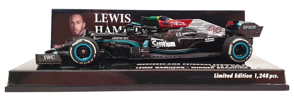 Minichamps 1/43 Scale 410 212044 - F1 Mercedes AMG 1st Brazil GP 2021 Hamilton
