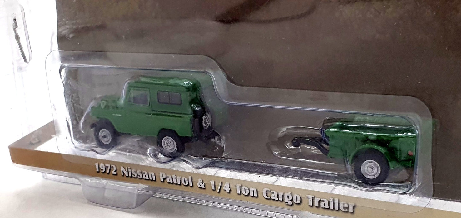Greenlight 1/64 Scale 32250-A 1972 Nissan Patrol &1/4 Ton Cargo Trailer - Green