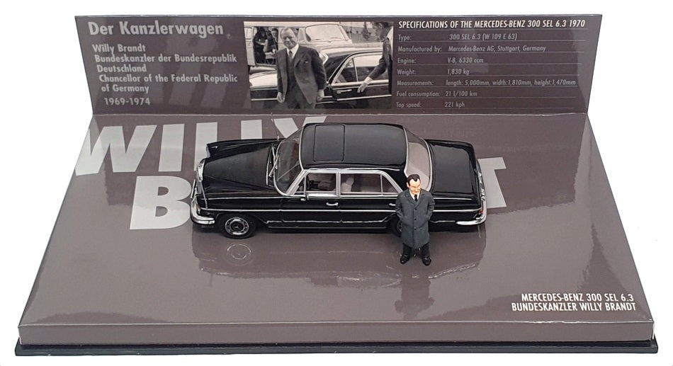 Minichamps 1/43 Scale 436 039100 - 1970 Mercedes Benz 300 SEL 6.3 Willy Brandt