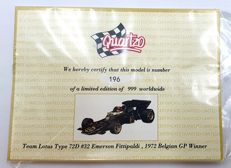 Quartzo 1/18 Scale 18282 Lotus Type 27D #32 Fittipaldi 1972 Belgian GP Winner