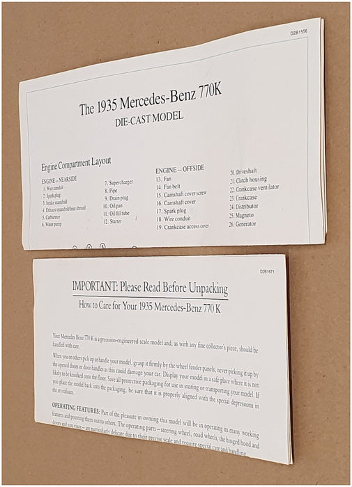 Franklin Mint 1/24 Scale B11SD61 - '35 Mercedes Benz 770k Grosser - Red/Black