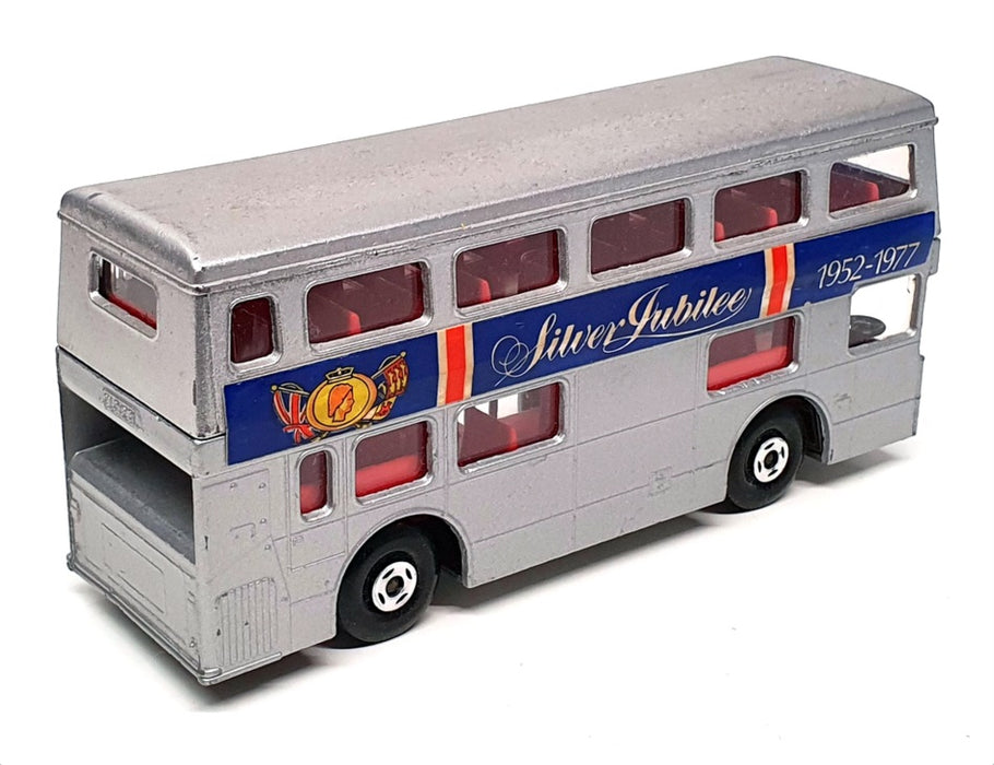 Matchbox 12cm Long Diecast K-15 - The Londoner Silver Jubilee Bus - Silver