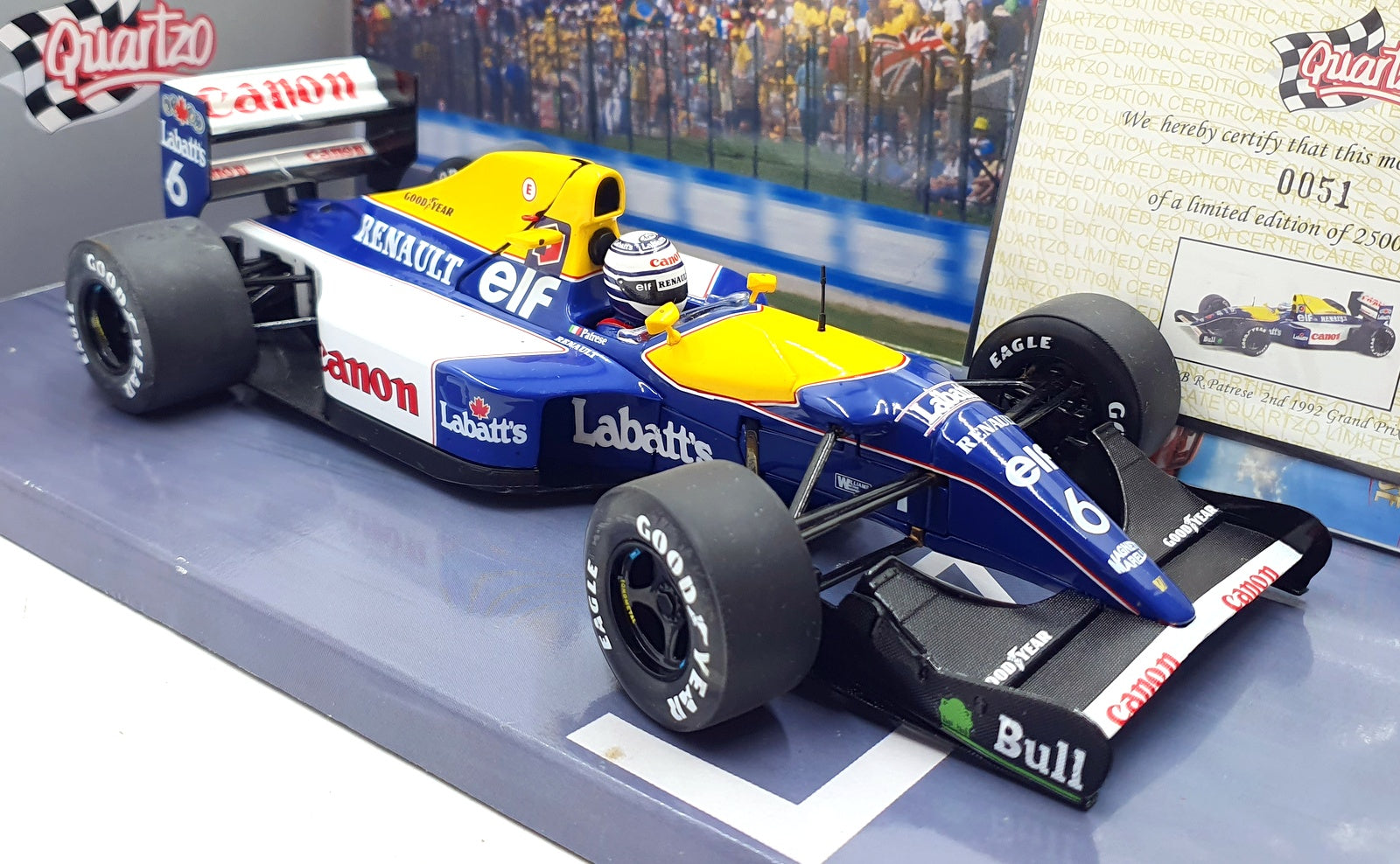 Quartzo 1/18 Scale 18321 - Williams FW14B #6 Grand Prix of South Africa 1992