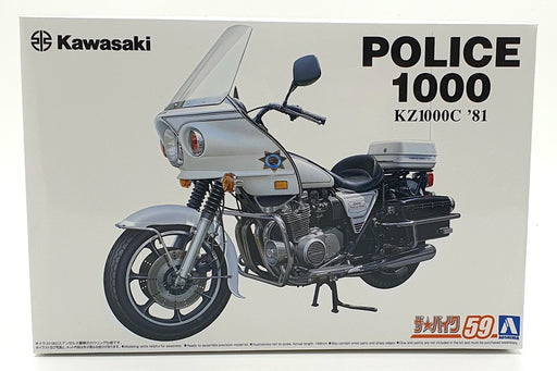 Aoshima 1/12 Scale Unbuilt Kit 64801- 1981 Kawasaki KZ1000C Police 1000 Bike