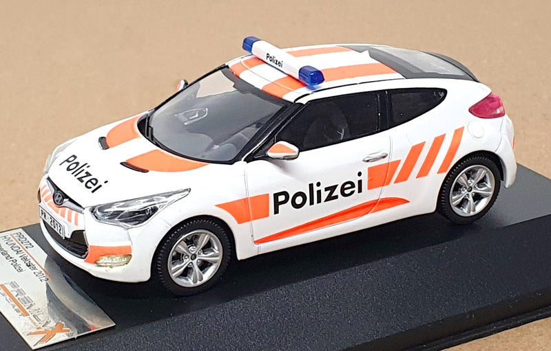PremiumX 1/43 Scale PRD272 - 2012 Hyundai Veloster Swiss Polizei - White/Orange
