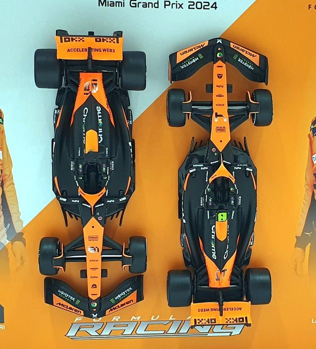 Burago 1/43 Scale 18-38109 McLaren F1 MCL38 Miami GP 2024 #4 #81 Norris Piastri