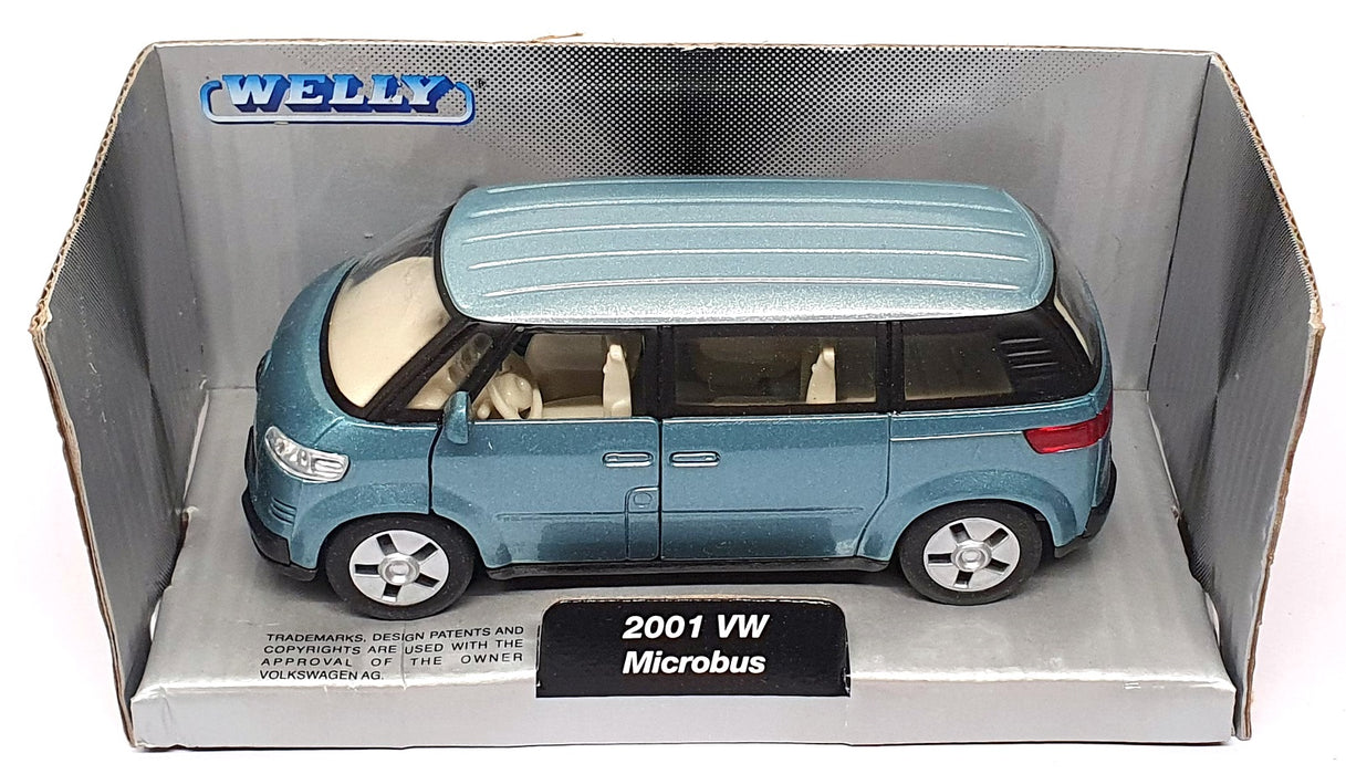 Welly 1/34-39 Scale Pull Back & Go TY3675 - 2001 VW Microbus Met. Lt. Blue