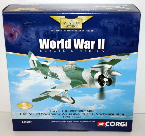 Corgi 1/72 Scale AA33802 P-47D Thunderbolt MKII RAF NO.79 Wangjing Burma 1944