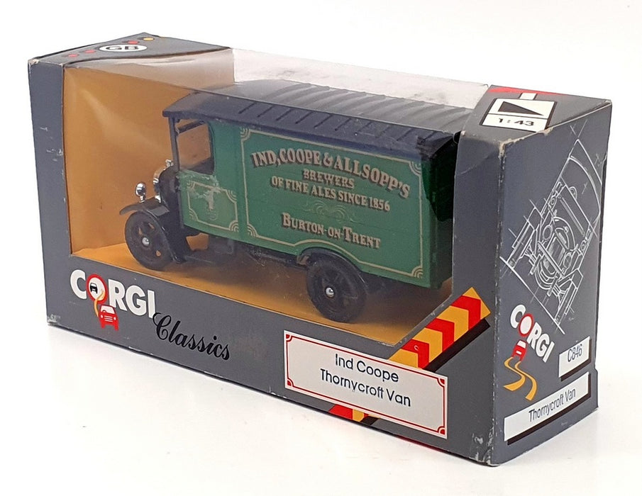 Corgi Appx 13cm Long C846 - Ind Coope Thornycroft Van - Green/Black