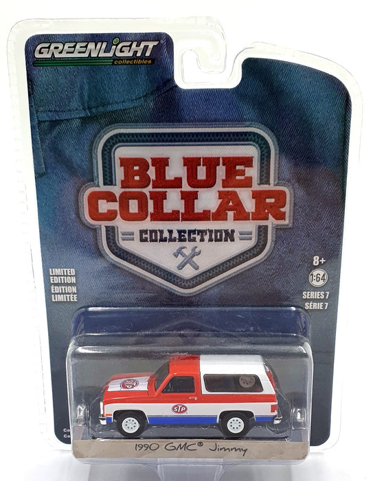 Greenlight 1/64 Scale 35160-D - 1990 GMC Jimmy Blue Collar - Blue/White/Red