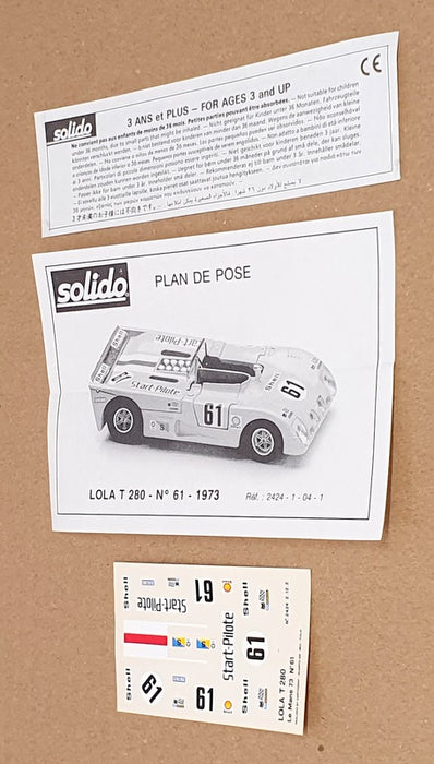 Solido 1/43 Scale Diecast 2424 - Lola T280 #61 Le Mans 1973 - Yellow