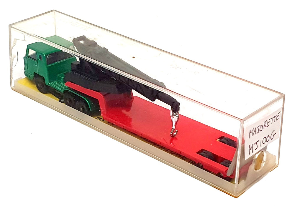 Majorette 1/100 Scale MJ100G - Bernard Truck With Crane Trailer - Green/Red