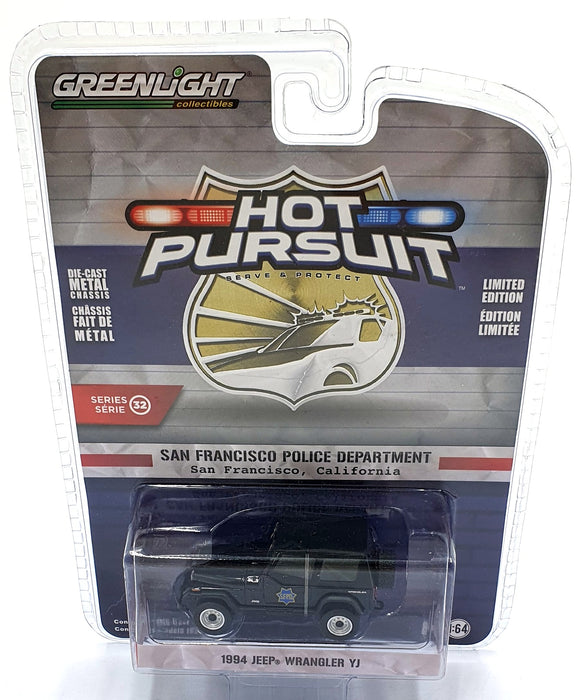 Greenlight 1/64 Scale 42890-D 1994 Jeep Wrangler YJ Police Car San Francisco PD