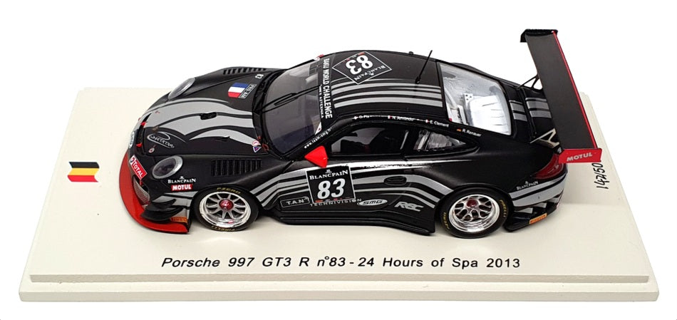 Spark 1/43 Scale SB043 - Porsche 997 GT3 R #83 24Hrs Of Spa 2013 - Black