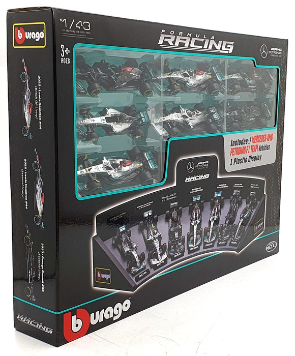 Burago 1/43 Scale 18-38170 - Mercedes-AMG Petronas F1 7 Cars and Display Stand