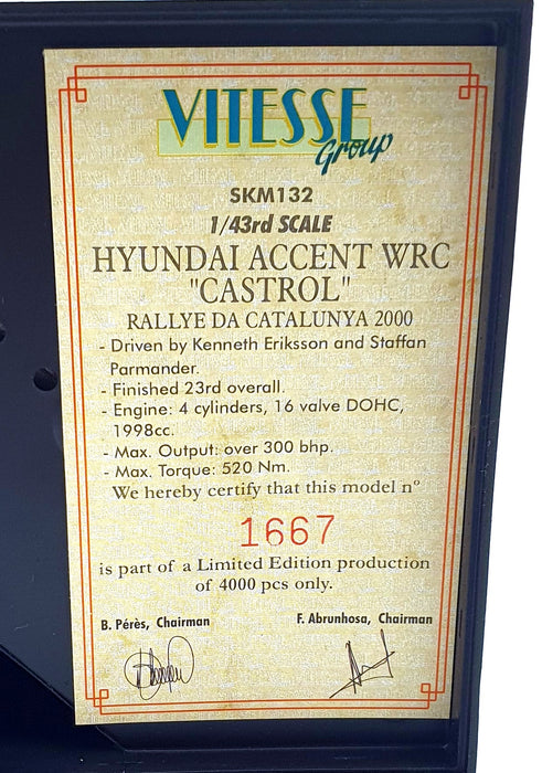 Skid 1/43 Scale SKM132 Hyundai Accent WRC "CASTROL" #14 Rally Da Catalunya 2000