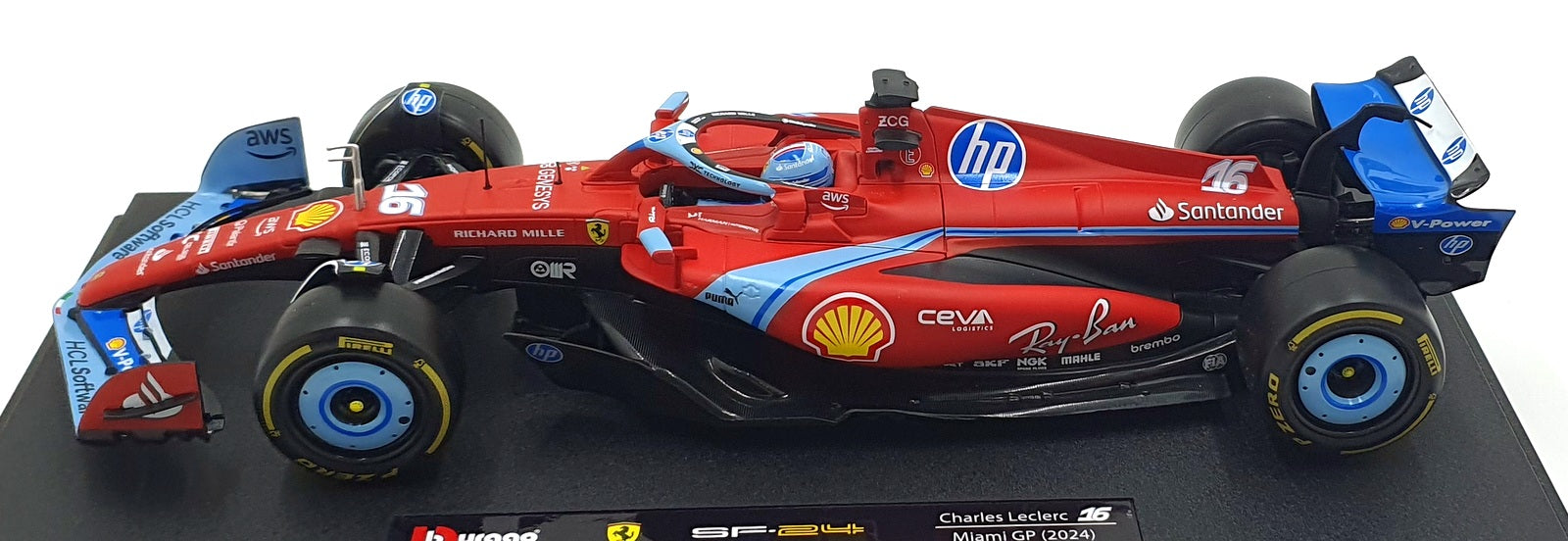 Burago 1/18 Scale 1785010 - Ferrari SF-24 F1 Miami GP 2024 Leclerc #16
