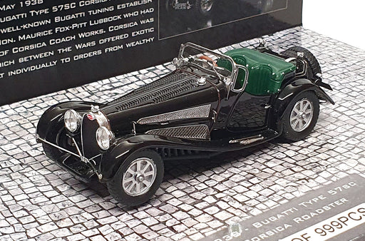 Minichamps 1/43 Scale 437 110430 - 1938 Bugatti Type 57sc Corsica - Black