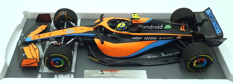 Minichamps 1/18 Scale 537 221804 McLaren F1 MCL36 Bahrain GP 2022 Norris #4