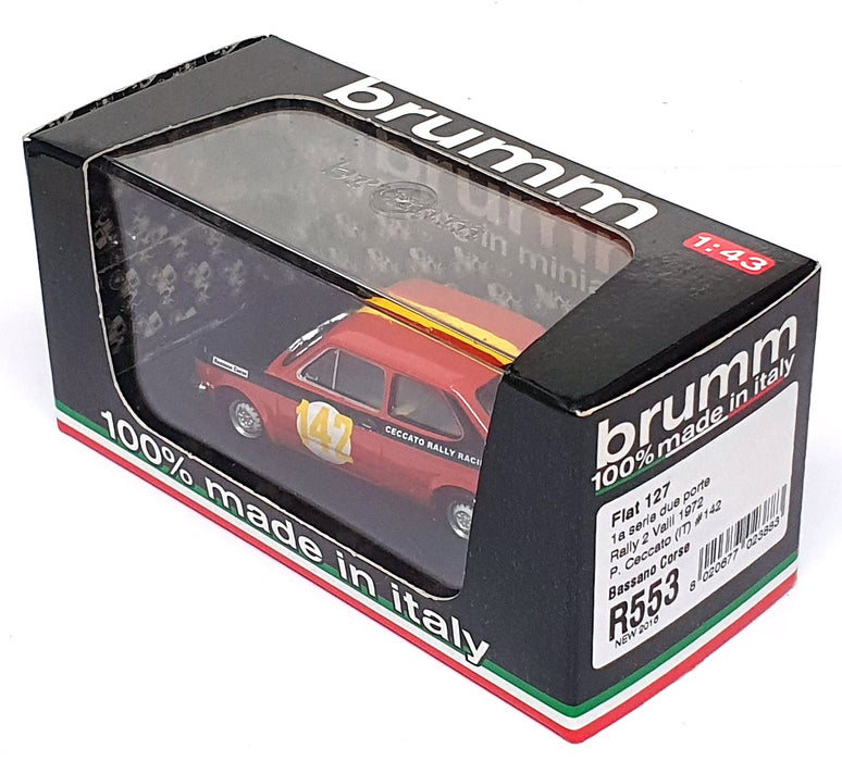 Brumm 1/43 Scale R553 - Fiat 127 2-Dr. Bassano Corse #142 Rally 2 Valli 1972