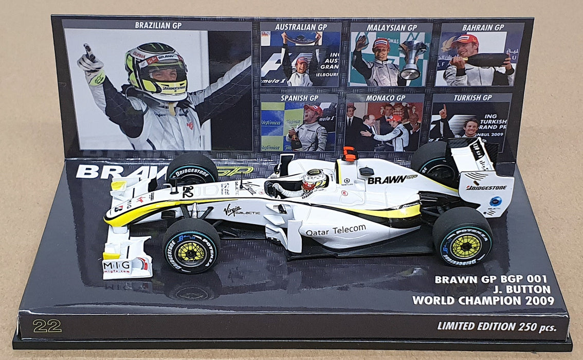 Minichamps 1/43 Scale 403 090082 - F1 Brawn GP BGP 001 Button W/Champion 2009