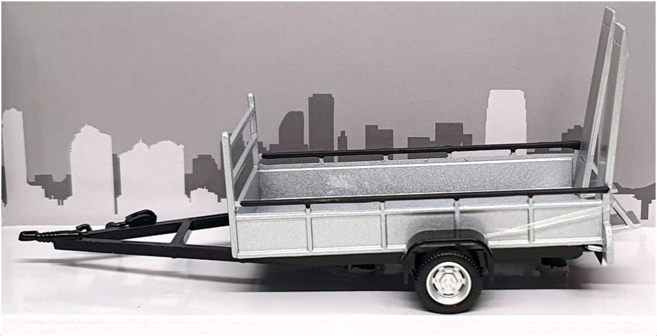 Cararama 1/43 Scale 4-92310 - Single Axle Car Trailer - Silver