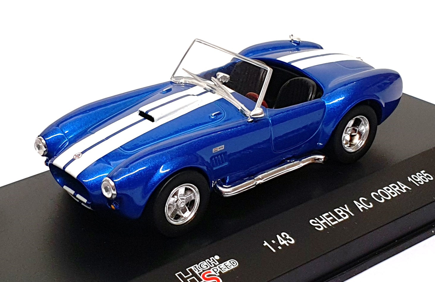 High Speed 1/43 Scale 43KFB19S - 1965 Shelby AC Cobra - Met. Blue/White