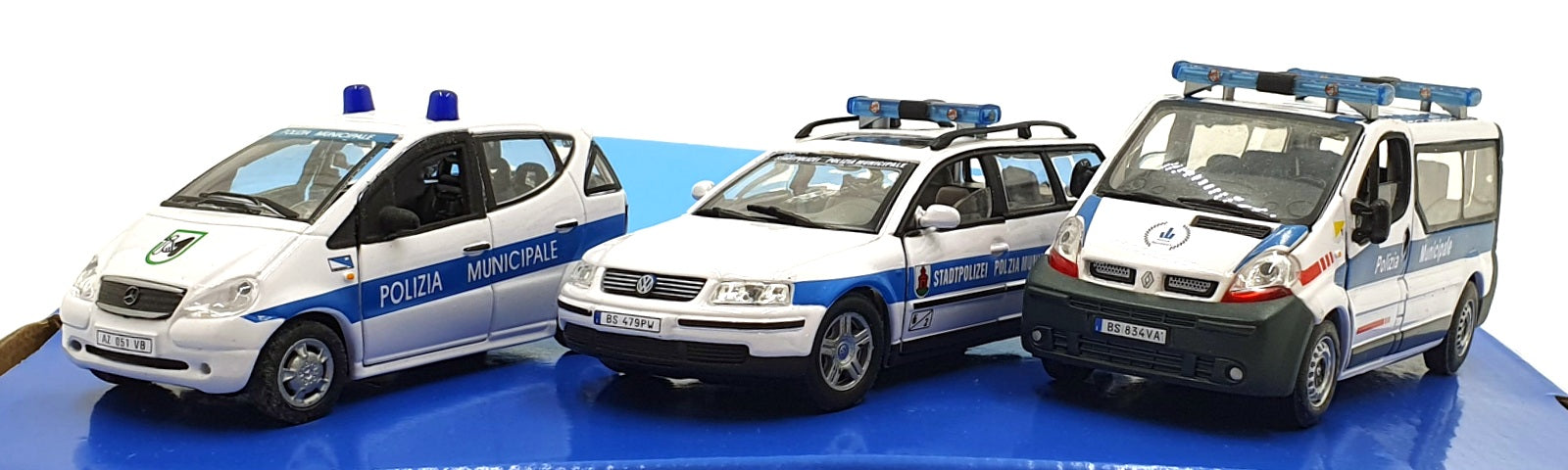 Cararama 1/43 Scale 370 Mercedes, Volkswagen and Renault Mini 3 Piece Set Police