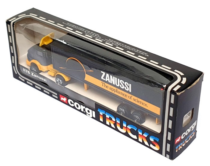 Corgi 20cm Long 1176 - Mercedes Benz Truck & Trailer (Zanussi) Black/Yellow