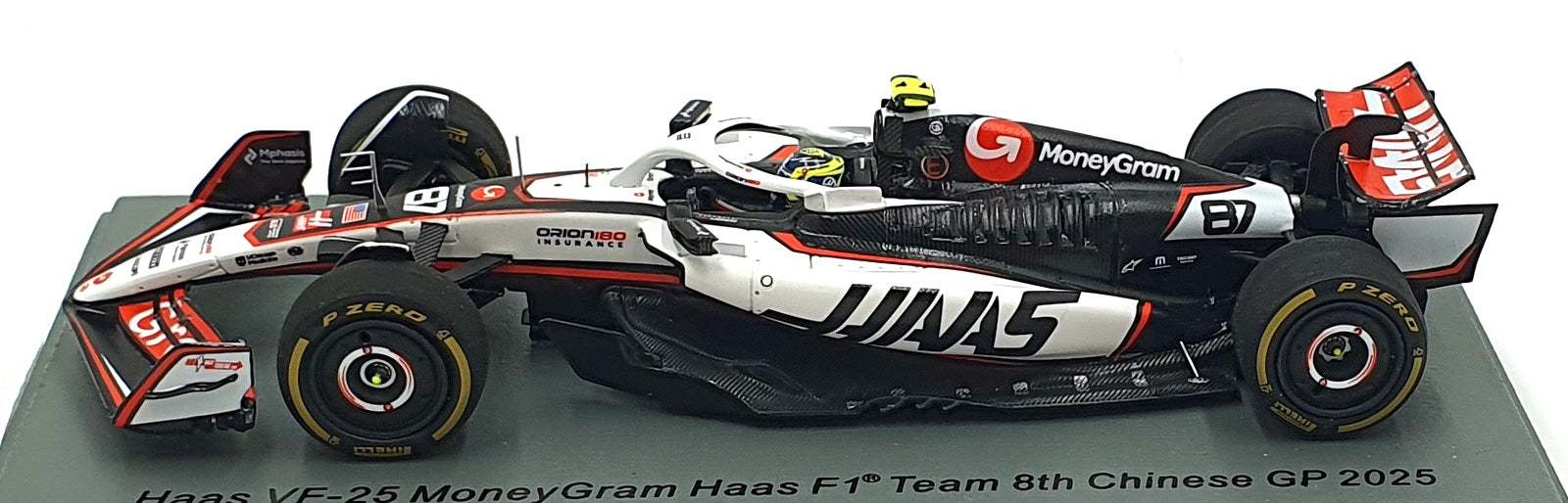 Spark 1/43 Scale S9587 - Haas VF-25 Money Gram F1 #87 8th Chinese GP 2025