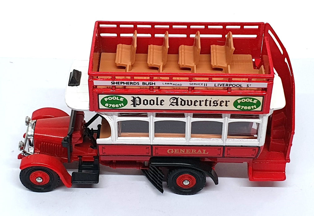 Corgi Appx 15cm Long Diecast TCB02B - Thornycroft Bus Poole Advertiser REWORKED