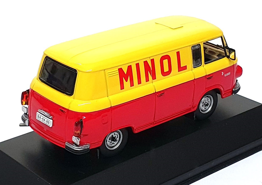 IST Models 1/43 Scale IST077 - 1960 Barkas B1000 Van Minol - Yellow/Red