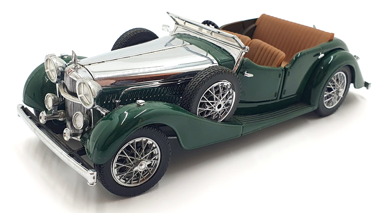 Franklin Mint 1/24 Scale B11PU51 - 1938 Alvis Roadster - Chrome/Green