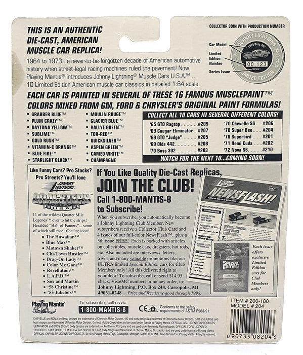 Johnny Lightning 1/64 Scale 200-200 - Muscle Cars USA 1970 Super Bee - Silver