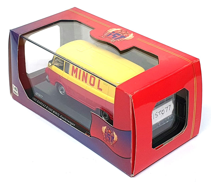 IST Models 1/43 Scale IST077 - 1960 Barkas B1000 Van Minol - Yellow/Red