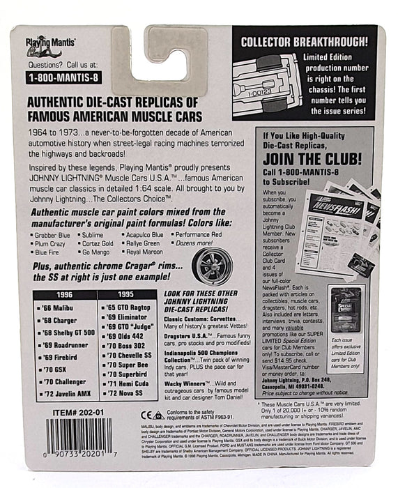 Johnny Lightning 1/64 Scale 202-01 Muscle Cars 1972 AMC Javelin - Silver