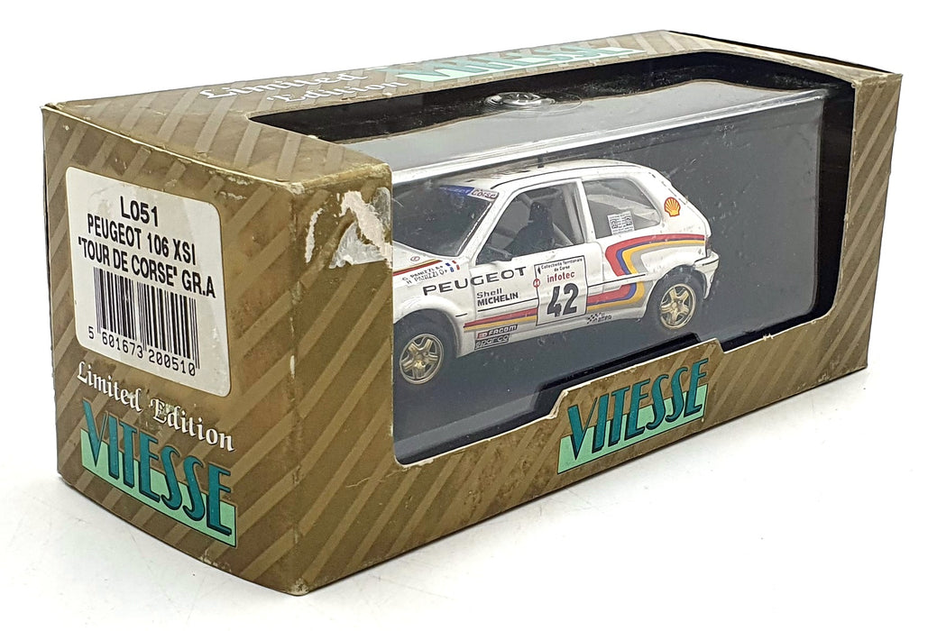Vitesse 1/43 Scale L051 - Peugeot 106 XSI #42 Tour De Corse GR.A