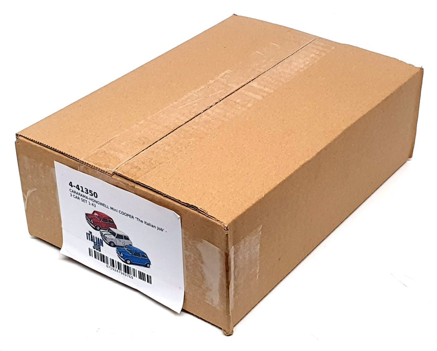 Cararama 1/43 Scale 4-41350 - 3 Mini Cooper Set The Italian Job - Red/White/Blue